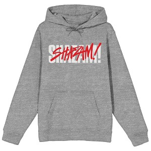 Shazam 2 Fury Of The Gods Text Overlap Long Sleeve Athletic Heather Unisex Adult Hooded Sweatshirt - 1 of 2