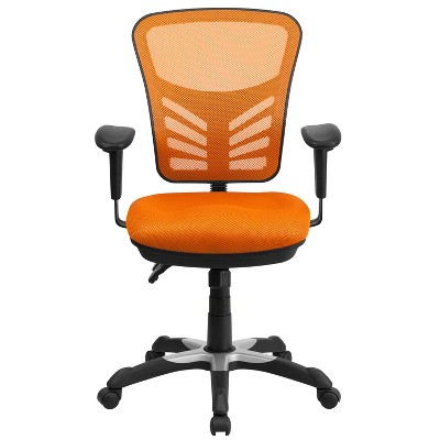 ErgoFlex Mid-Back Orange Mesh Swivel Office Chair with Adjustable Arms