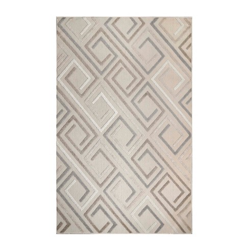 Blue Nile Mills Modern Lattice Indoor/ Outdoor Area Rug, 6' x 9', Grey, Gray