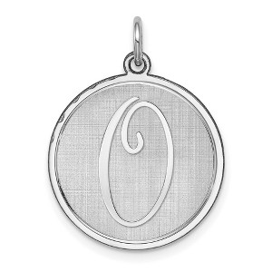 Black Bow Jewelry Sterling Silver, Makayla Collection, 20mm Disc Initial O Pendant - 1 of 4