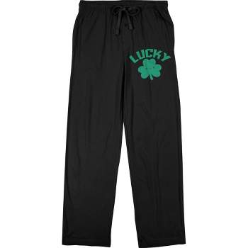 St. Patrick's Day Lucky Clover Men's Black Sleep Pajama Pants