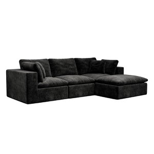 Dexmalle Corduroy Upholstered Modular Sectional Sofa with Ottoman,Black - 1 of 4