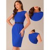 INSPIRE CHIC Women's Cap Sleeve Work Belted Elegant Sheath Dress - 2 of 4