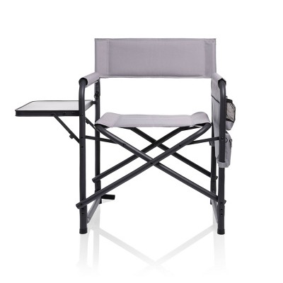 Gray and Black Aluminum Portable Outdoor Chair with Side Table