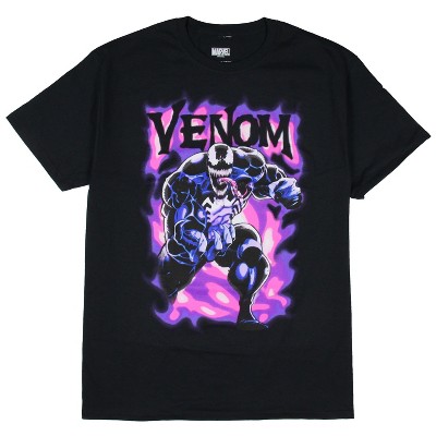 Marvel Comics Men's Spider-Man Venom Purple Smoke Character Adult T-Shirt (M) Black