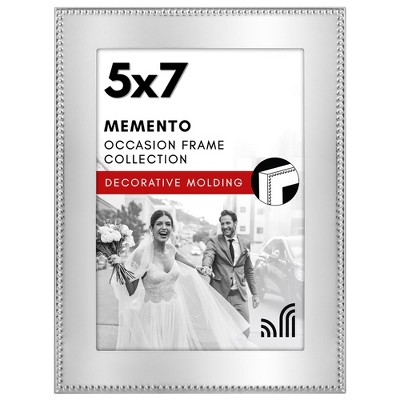 Americanflat 5x7 Picture Frame with Beaded-Style Detailing - Beaded Picture Frame with Shatter-Resistant Glass - Gallery Style Frames - Silver