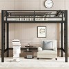 Ridstar 77.6 in. W Twin Size Metal Loft Bed with Easy-Climb Ladder & Guardrail-Black - 3 of 4