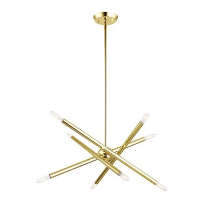 Polished Brass and Crystal 8-Light Chandelier