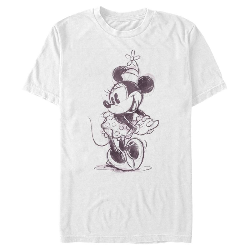 Men's Mickey & Friends Minnie Mouse Vintage Sketch T-Shirt, 1 of 5