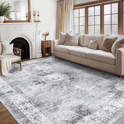 Runner Rug Machine Washable Non-Slip Kitchen Hallway Vintage Distressed Carpet Throw Floor Medallion Area Rug