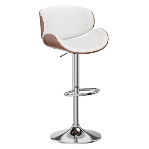 Gikpal Barstools, Adjustable Bentwood Barstools, Modern PU Leather Upholstered Bar Chair with Back and Footrest, for Bar, Dining Room - 1 of 4