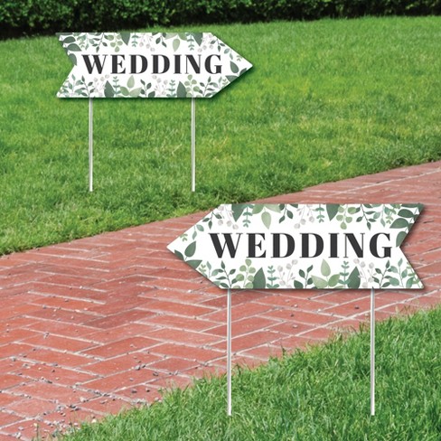 3, Wedding This Way Arrow Wedding Direction Arrow Lawn/Yard Signs Black & White 