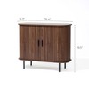 LuxenHome Mid-Century Modern 2-Door Accent Cabinet with Slatted Sliding Doors, Dark Oak Brown - 3 of 4