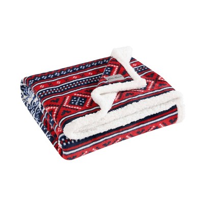 50"x60" Classic Fair Isle Throw Blanket Navy - Eddie Bauer: Soft, Cozy, Reversible, Travel-Ready