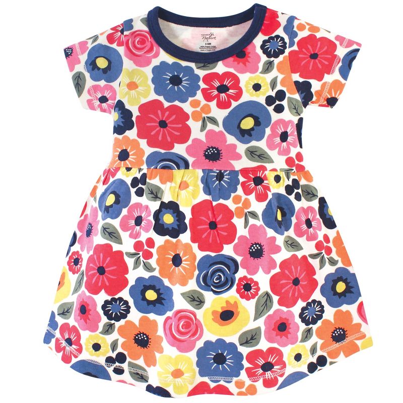 Touched by Nature Baby and Toddler Girl Organic Cotton Short-Sleeve Dresses 2pk, Bright Flower, 4 of 5