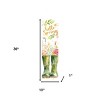 HomeRoots 36" White Green And Pink Solid Wood Floral Bouquet Hello Spring Porch Sign - 3 of 4