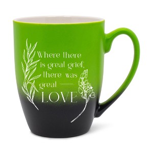 Elanze Designs Where There Is Great Grief There Was Great Love Two Toned Ombre Matte Green and Black 12 ounce Ceramic Stoneware Coffee Cup Mug - 1 of 4