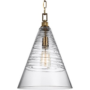 Generation Lighting Elmore 11 3/4" Brass and Glass Cone Mini Pendant - 1 of 2