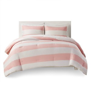 Gracie Mills Orson Cotton Cabana Stripe Reversible Comforter Set with Rainbow Print - 1 of 4