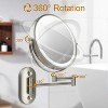 FASCINATE Rechargeable Wall Mounted Lighted Makeup Mirror 1X/10X and 3 Color Lights, 2-Sided Dimmable LED Lights, Extended Arm 360° Swivel - 4 of 4