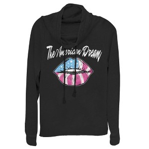 Juniors Womens Lost Gods Fourth of July  American Dream Lips Cowl Neck Sweatshirt - 1 of 3