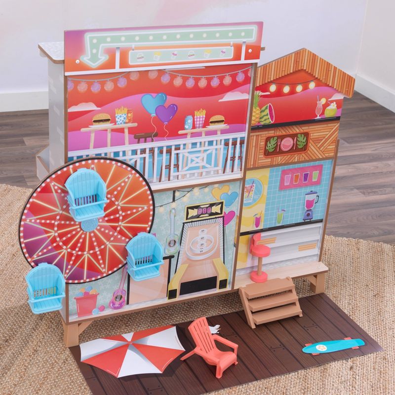 KidKraft Ferris Wheel Fun Beach House Wooden 360-Play Dollhouse with 19 Accessories, 5 of 11