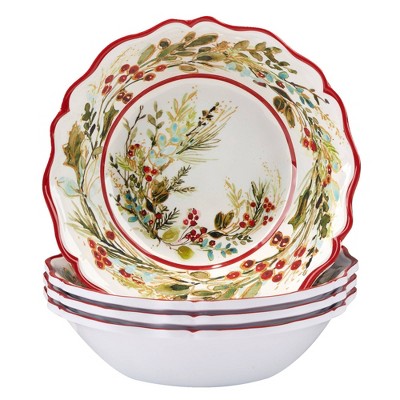 Certified International Set of 4 28oz Christmas Gatherings Melamine All Purpose Bowls
