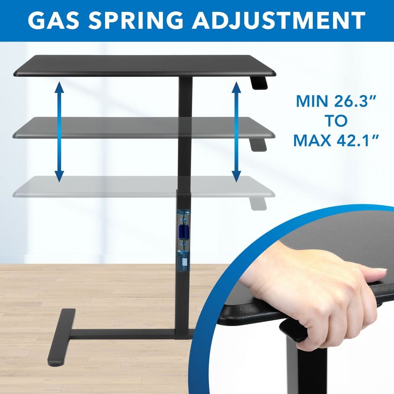 Mount-It! Height Adjustable Overbed & Bedside Table w/ Wheels | Overbed Desk Breakfast Tray for Medical & Home Use | Standing Desk w/ Gas Spring, 6 of 10