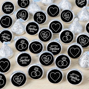 Big Dot of Happiness Mr. and Mrs. - Black and White Wedding or Bridal Shower Small Round Candy Stickers - Party Favor Labels - 324 Count - 1 of 4