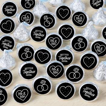 Big Dot of Happiness Mr. and Mrs. - Black and White Wedding or Bridal Shower Small Round Candy Stickers - Party Favor Labels - 324 Count