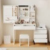 Makeup Vanity Desk with Mirror and Light, 45.3" Large Dressing Table with Cushioned Stool, Adjustable Brightness Vanity Set with Cabinet for Bedroom - 3 of 4