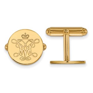 Black Bow Jewelry 14k Yellow Gold Plated Sterling Silver College of William & Mary Tribe NCAA Cuff Links - 1 of 3