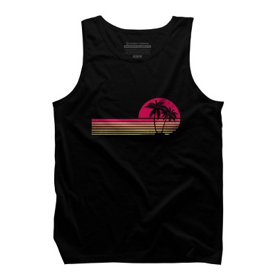 Men's Design By Humans Retro Palm Tree Sun Rise By Theeighttees Tank ...