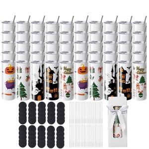 VEVOR 50 Pack Sublimation Tumblers 20oz Skinny Straight, Stainless Steel Sublimation Tumblers Blank, Stainless Steel Double Wall Tumbler, White - 1 of 4