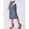 INSPIRE CHIC Women's Casual High Waist Stretchy Midi Jean Skirt - 4 of 4