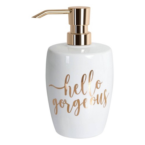 White Personalised Soap Bottles Pump Bathroom Kitchen Household Rose Gold x 3 