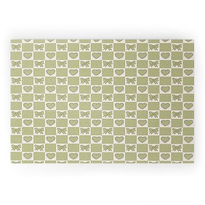 Doodle By Meg Green Bow Checkered Print Welcome Mat - Deny Designs - 1 of 3