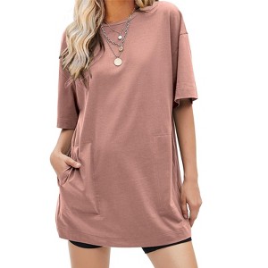 EXLURA Women's Summer Short Sleeve T Shirt Dress Casual Crewneck Resort Wear Tops - 1 of 4