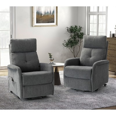 Set of 2 Gina Mid-century Power Remote Recliner with Metal Base  | ARTFUL LIVING DESIGN