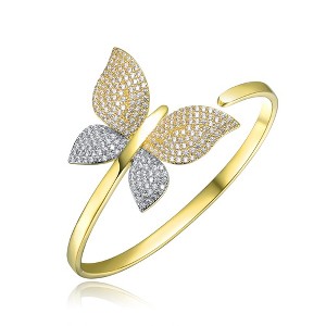 Bendable 14K Gold and White Gold-Plated Garden Bracelet with Cubic Zirconia, offering a flexible design with elegant sparkle and floral-inspired charm - 1 of 3