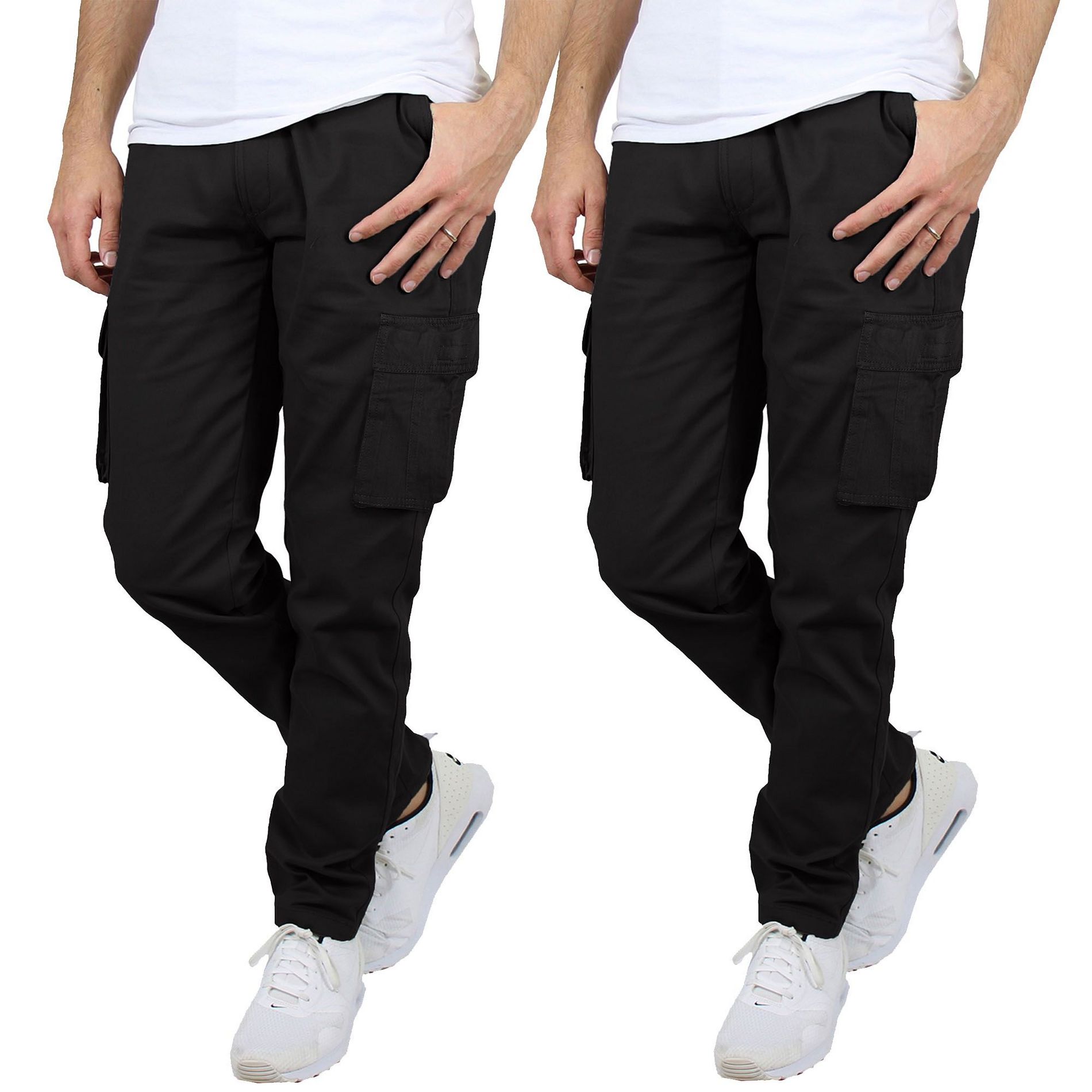 Blu Rock Men's Flex-Stretch Cotton Cargo Pants, 31-Inch Inseam - Comfortable and Durable-2 Pack