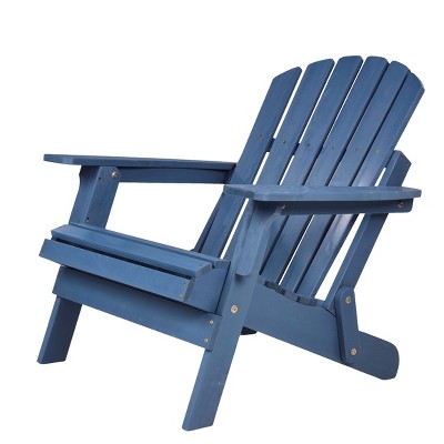 TIRAMISUBEST Oversized Blue Wood Folding Chair - Pre-Assembled Solid Wood Patio Chair for Garden, Porch & Deck