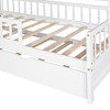 Twin Size House Bed w/2 Drawers and Storage Shelves, Wood Family Bed with Roof & Fence Rails Playhouse Tent Bed Frame, Multiple-Function Daybed - 2 of 4