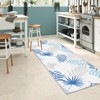 Machine-Washable Foldable Tropical Floral Rug Thin Carpet for Bathroom Living Bedroom Kitchen Non-Slip Shed-Free Fade-Resistant Summer Clean Blue - 4 of 4
