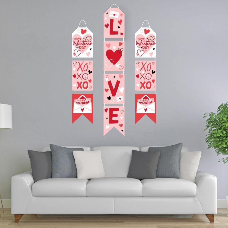 Big Dot of Happiness Happy Valentine's Day - Hanging Vertical Paper Door Banners - Valentine Hearts Party Wall Decoration Kit - Indoor Door Decor, 2 of 8