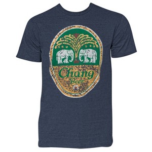Adult Chang Beer Denim Blue Distressed Tee Shirt - 1 of 2