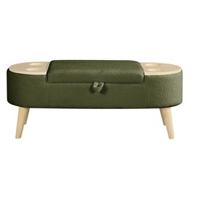 TiramisuBest Grey Storage Ottoman Bench 55.12 in, Chenille Tufted Bed Bench with Hidden Storage - 1 of 4