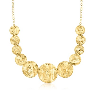 Ross-Simons Italian 18kt Gold Over Sterling Graduated Disc Necklace Size 18