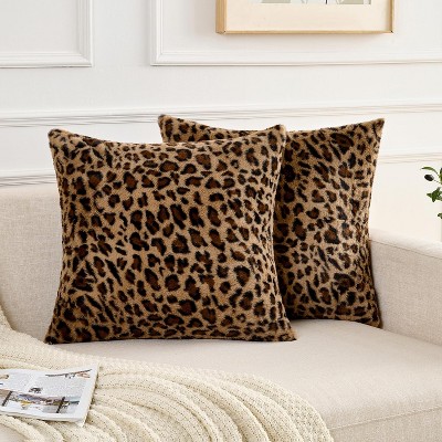 Attop Cheetah Pillow Covers 18x18 Faux Fur Throw Pillow Covers Set of 2 Leopard Couch Pillow Covers Fluffy Soft Decorative