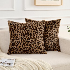 Attop Cheetah Pillow Covers 18x18 Faux Fur Throw Pillow Covers Set of 2 Leopard Couch Pillow Covers Fluffy Soft Decorative - 1 of 4